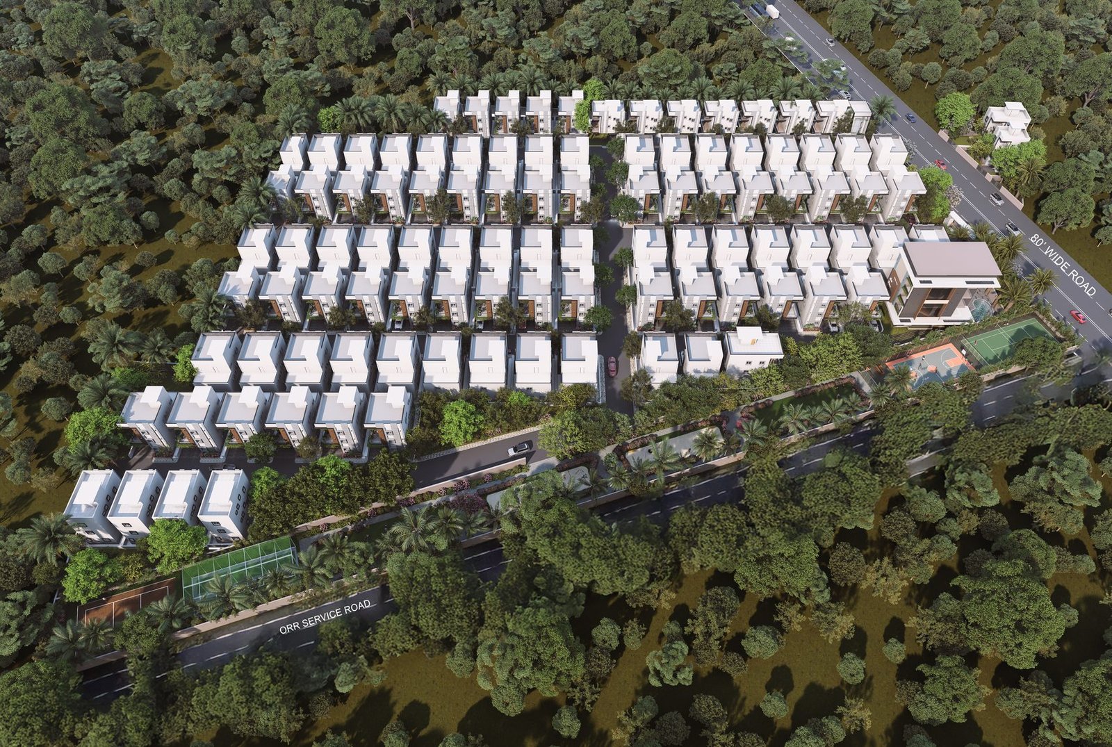 Aerial view of Infocity County villas