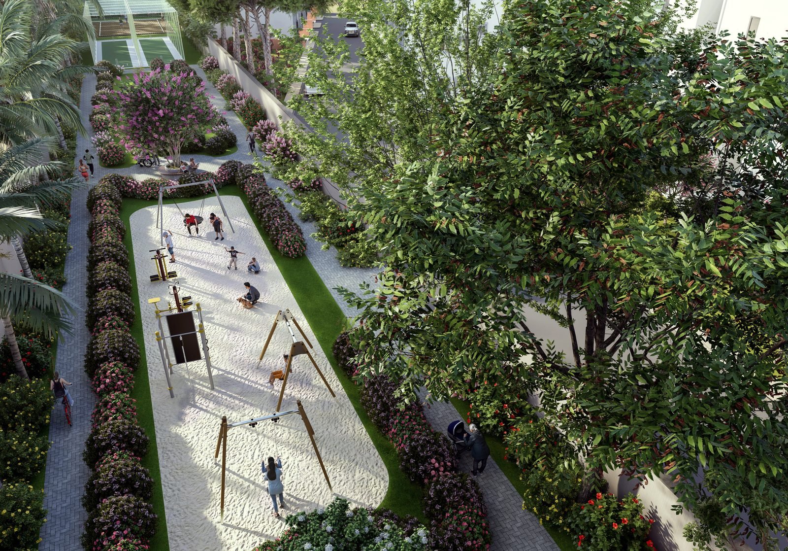 Landscaped green zone and parks